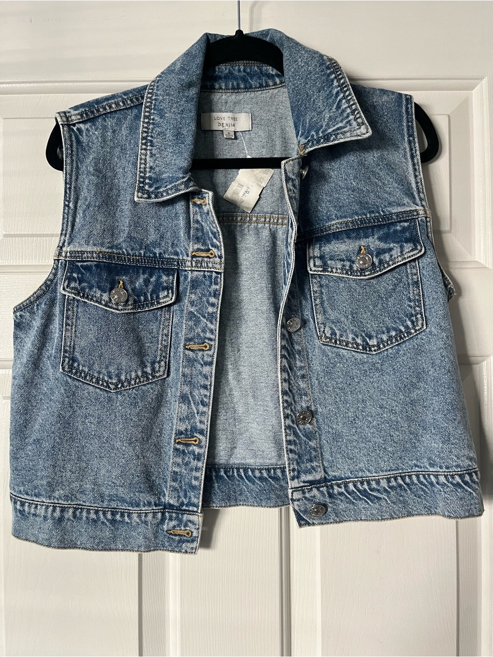 Love Tree Light Blue Denim Vest | Size Small
